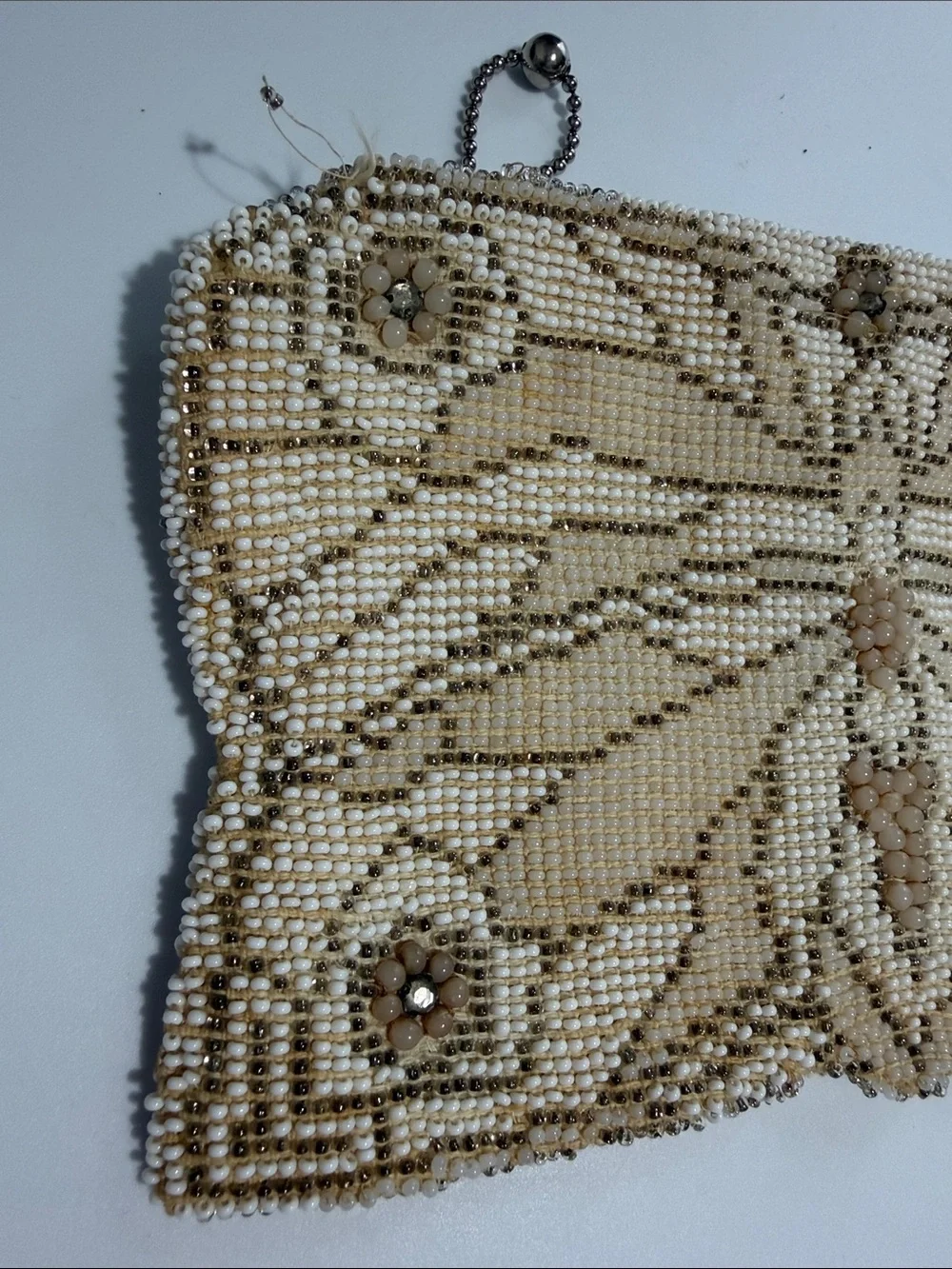 Vintage Butterfly Glass Beaded Clutch Bag Art Deco 20s 30s Rockabilly - Flawed